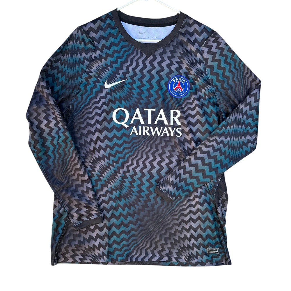 Nike PSG Paris Saint-Germain XL Dri-FIT Long Sleeve Soccer Jersey Shirt Zig Zag